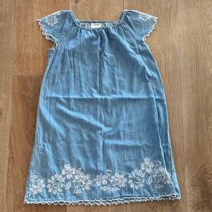 Old Navy Blue Kids Casual Dress with White Floral Embroidery